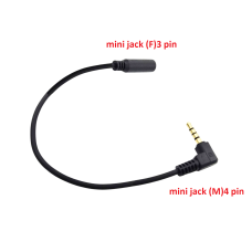 Переходник удлиненный угловой Mini Jack 3.5 мм (F) 3 pin - 3.5 мм (M) 4 pin 