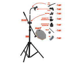 Напольная стойка JBH-63PAD-DT с тренировочным пэдом 8" для барабанщика и гибким держателем для телефона