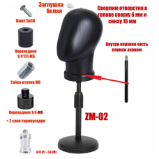 Манекен головы черный безликий на настольной стойке ZM-02
