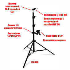 Напольная стойка LS-PR1-K для информационной таблички с крючком и дополнительным креплением прищепка