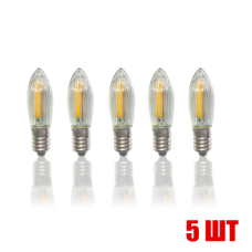 Комплект светодиодных лампочек LED-5T теплый свет с цоколем Е10, 5 шт