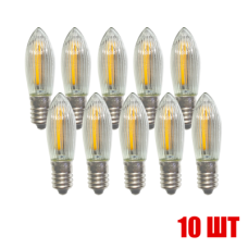 Комплект светодиодных лампочек LED-10T теплый свет с цоколем Е10, 10 шт