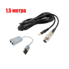 Кабель XLR-Jack 3.5 для микрофона 1.5 м и адаптер с двумя разъемами mini-jack 3.5 мм, 9 см