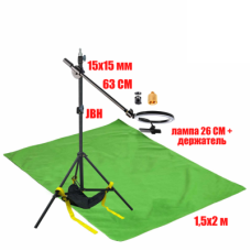 Комплект JKL26-F152U для горизонтальной съемки: напольная стойка JBH с кольцевой лампой 26 см, мешок для противовеса и фон тканевый 1.5х2 м
