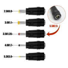 Адаптеры для устройств с разъемами 5.3х3.0, 4.0х1.7, 3.5х1.35, 3.0х1.1, 2.5х0.8 к блоку питания 12V 2A 5.5*2.5