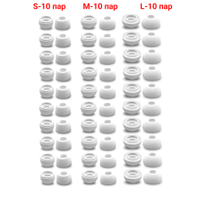 Амбушюры белые для наушников, размер S - 10 пар, M - 10 пар, L - 10 пар