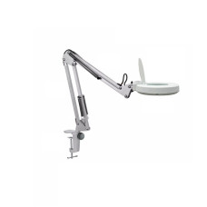 Косметологическая светодиодная лампа лупа LN-6 на усиленной струбцине до 7,5 см, настольная, белая